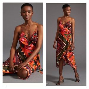 NWT FARM RIO Anthropologie Hanky Tribal Print Midi Wrap Dress XS Petite